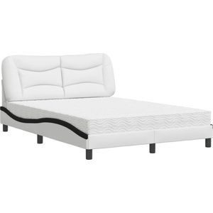 vidaXL-Bed-met-matras-kunstleer-wit-en-zwart-140x200-cm
