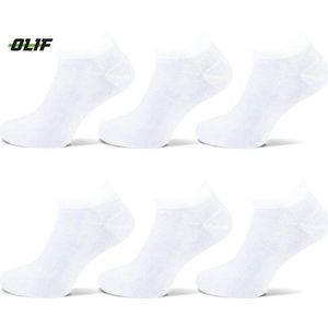 Hoogwaardig Bamboe sneaker sokken | Bamboe Unisex sokken | Maat 43-46 | 6 paar - Wit - Maat 43-46| Olif Socks