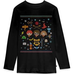 Harry Potter Ugly Christmas Chibi Premium T-Shirt Tiener Met Lange Mouwen