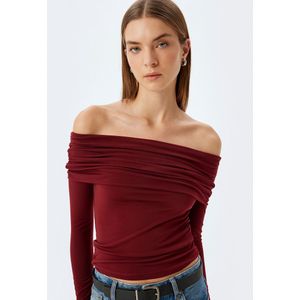 Lange mouw Straploze kraag Langarmbluse