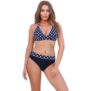 Antie Dames Bikiniset – Top – Slip – Donkerblauw/stippen – 75C/38 - MS-VO-BORNEO-nnn