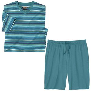 ATLAS FOR MEN - Gestreepte zomerpyjama met V-hals Santorin - Heren - Verkrijgbaar in grote maten - M