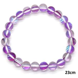 Armband - Paarse Steen 8 mm - Elastisch - Lengte 23 cm