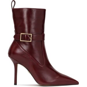 Maroon boots with pointed toes