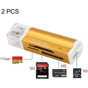 Multi Alles in 1 USB 2.0 Micro SD SDHC TF M2 MMC MS PRO DUO Goud