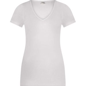 Dames ondershirt Beeren met V-hals en korte mouw M3000 Wit - maat S
