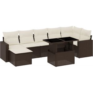 vidaXL 8-delige Loungeset Poly Rattan Bruin