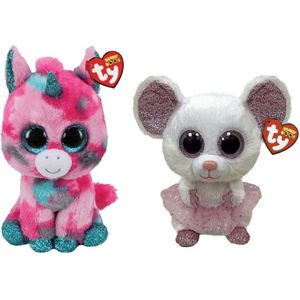 Ty - Knuffel - Beanie Buddy - Gumball Unicorn & Nina Mouse