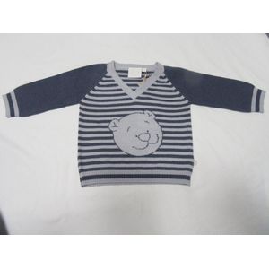 noukie's , jongens, trui , fijn gebreid  streepje blauw / grijst , 6 maand 68