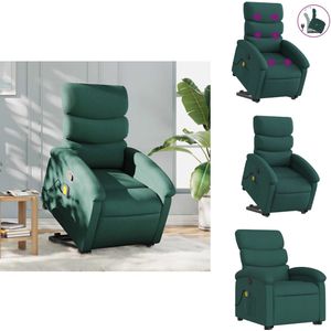 vidaXL Sta-op-massagefauteuil - Sta-op-massagefauteuils - Sta-op Fauteuil - Sta-op- En Ligstoel Verstelbaar - Sta-op-massagestoel verstelbaar stof donkergroen