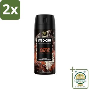 AXE - Deodorant Spray - Copper Santal - Premium Geur - Warme Houtnoten - 150 m - Voordeelverpakking - 2 stuks - Mannelijke geur - Sandelhout