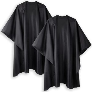 Groot formaat verstelbare drukknoopsluit Kapper Cape waterdichte cape voor mannen vrouwen kinderen haarstylisten zwart - pak van 2 Kappersmantel