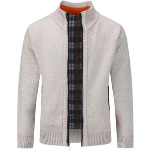 Allthemen Heren Opstaande Kraag Cardigan - Rits Warme Effen Trui - S
