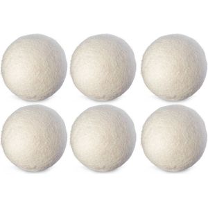 Drogerballen 6 stuks in luxe opbergzak - Herbruikbare Drogerballen - 100 % Nieuw Zeelandse Merino Wol - Natuurlijke Wasverzachter - Duurzame Drogerballen - Energiebesparend - Wasbollen - Wasballen