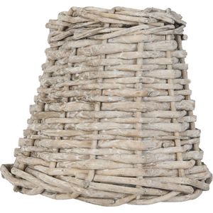 Clayre & Eef Lampenkap Ø 14x12 cm Bruin Rotan Rond Rieten Lampenkap