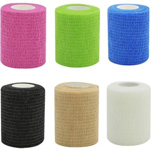 6 rollen 75 cm niet-geweven elastische zelfklevende bandage tape - voor mens en huisdier - samenhangend bandage wrap gaas ondersteuningstape voor verwondingen en verstuikingen aan pols en enkel
