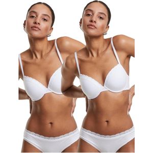 Urban Classics - Basic Cotton Lace Bra - 2-Pack - Katoen - Zwart