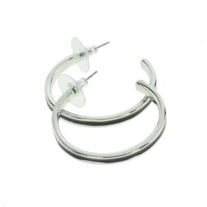 Behave Oorbellen - oorringen - oorstekers - zilver kleur - zwart - dames - 3.2 cm