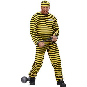 Widmann - Boef Kostuum - Gevangene Zwart-Geel Kostuum Man - geel - Medium - Carnavalskleding - Verkleedkleding