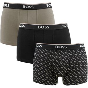 Hugo Boss heren BOSS power 3P boxer trunks print zwart & groen