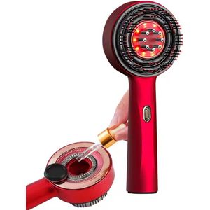 Haarborstel met Massagefunctie - LED Licht - Scalp Massage - Haar olie - Rode variant
