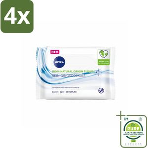 NIVEA - Reinigingsdoekjes - Verfrissend - Verwijdert Waterbestendige Make-up - 25 Doekjes - Voordeelverpakking - 4 stuks - Reinigen - Make-up remover