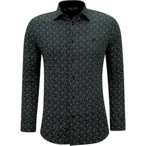 Casual Overhemden Lange Mouw Heren met Print - 3143 - Zwart