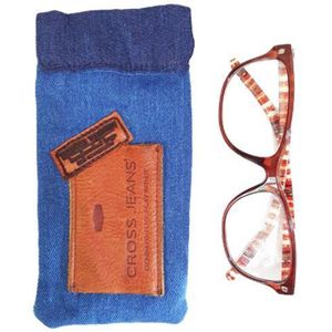 Handgemaakte Brillenkoker Jeans - Denim - Spijkerstof - Blauw - Knijpsluiting - Brillenetui - Brillentas - Snappouch