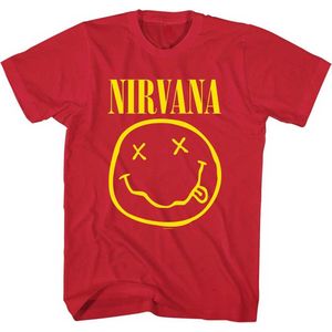 Nirvana - Yellow Happy Face Heren T-shirt - 2XL - Rood