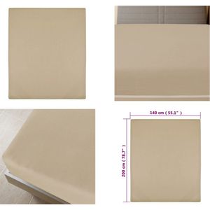 vidaXL Hoeslaken jersey 140x200 cm katoen taupe - Hoeslaken - Dekbedovertrek - Laken - Beddengoed