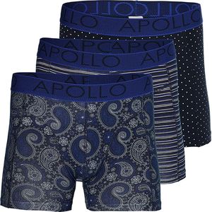 Apollo heren boxershorts - maat M - Marine printed - 3-pack