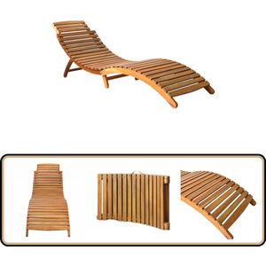 vidaXL Ligbed massief acaciahout - Inklapbaar Ligbed - Tuinstoel - Lounge - Teak Meubilair - Buitendecor