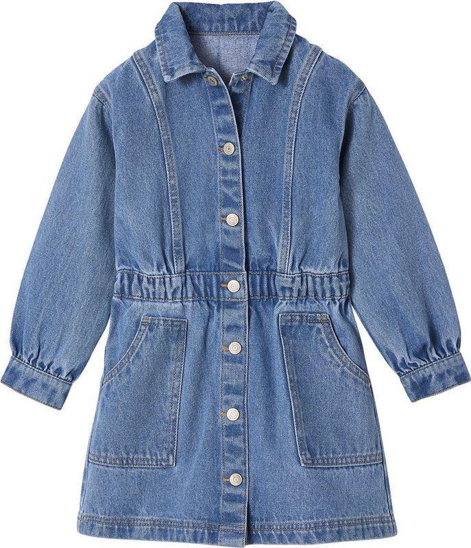 Jeansjurk - Middenblauw - Jurk voor Meisjes - 100% Katoenen Denim