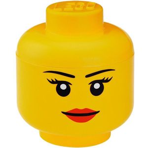Lego - Opbergbox - Hoofd - Girl Klein - Rond - Stapelbaar - Kunststof - Geel