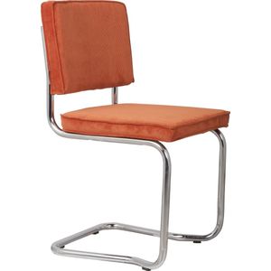 Zuiver Ridge Rib Kink Eetkamerstoelen Oranje - Set van 2