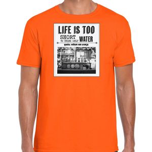 Bellatio Decorations Koningsdag verkleed T-shirt voor heren - vintage poster - oranje - feestkleding M