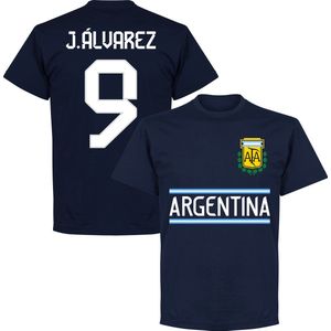 Argentinië J. Álvarez 9 Team T-Shirt - Navy - Kinderen - 152