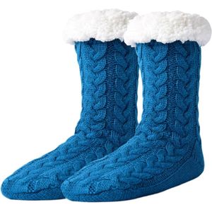 Pluizige wintersokken - warme en dikke wollige pantoffelsokken met grijpers