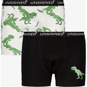 Unsigned 2-pack jongens boxershorts T-rex - Groen - Maat 98/104