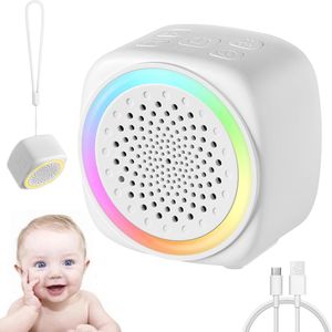 White Noise Machine voor baby's en volwassenen - White Noise Machine met 16 natuurgeluiden, White Noise Nachtlampje met USB-C-oplaadfunctie, Geluidstherapie, Slaaphulpmiddel voor baby's, Babycadeau
