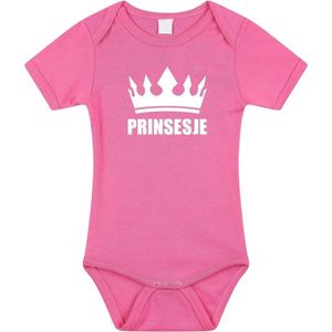 Prinsesje met kroon baby rompertje roze meisjes - Kraamcadeau - Babykleding 80