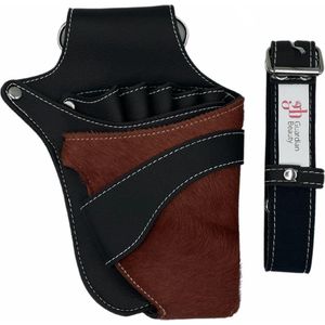 Kapper / Barbers / Make-up Artists Holster - Kapperstas - Kalfsleer - Instellen op je eigen heupmaat - 4 kleine vakken, 1 grote en een extra band met verstelbare riem - Make-up organizer - Haaraccessoire - Praktisch - Professioneel
