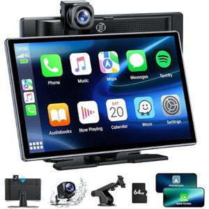 Equivera Carplay Scherm - Carplay Scherm - Carplay Monitor - Draagbare Carplay Scherm - Draadloze Scherm voor Carplay - Autoscherm - Apple Carplay - Android Carplay - Touchscreen Display - Dashcam - Achteruitkijkcamera