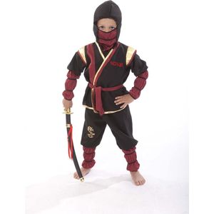 Ninja Kostuum Zwart/Goud/Rood Kind - Maat 152-164