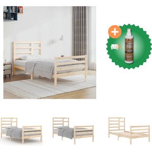vidaXL Houten Bedframe - Moderne Slaapkamer - Eenpersoonsbed - 90 x 200 cm - Hoogwaardig Massief Grenen - Bed - Inclusief Houtreiniger en verfrisser