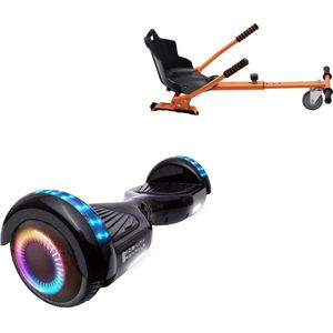 E-Mobility Rentals Hoverboard Met Hoverkart Oranje - Regular Zwart - Standard Afstand - 6.5'' Wielen - Oxboard - 15kmh - Bluetooth Speakers - LED Verlichting - UL2272 Gecertificeerd - Anti lek banden - Cadeau voor Kinderen, Tieners en Volwassenen