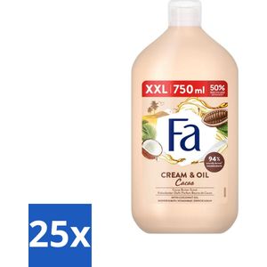Fa - Cream & Oil Cacao - Bad- & Douchegel - Cacaoboter Met Kokosolie - 750 ml - Bulkverpakking - 25 stuks