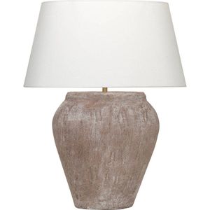 Ovale tafellamp Midi Chilton | 1 lichts | zand / beige / creme | keramiek / stof | Ø 50 cm | 63 cm hoog | klassiek / landelijk / sfeervol design