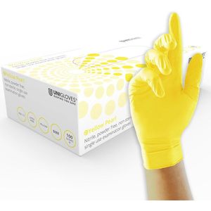 Nitril Onderzoekshandschoenen Geel Maat S - Verpakking van 100 Stuks