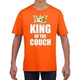 Koningsdag t-shirt king of the couch oranje voor kinderen / jongens - Woningsdag - thuisblijvers / Kingsday thuis vieren outfit 104/110